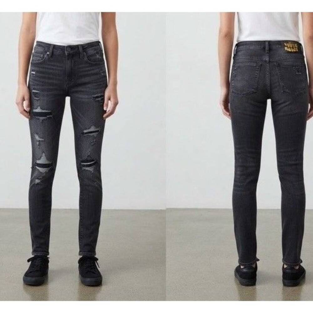 American Eagle Black Jeans Womens 28x37 (Tag 28x32) Stretch Low Rise Skinny Tall